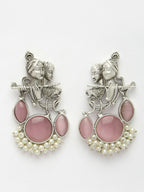 NVR Women's Silver-Plated Artificial Stones and Beads Radha Krishna Drop Earrings - Distacart