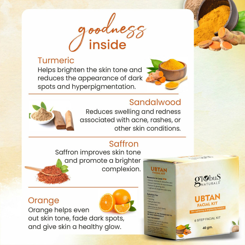 Globus Naturals Brightening Ubtan 6 Step Facial Kit - Distacart