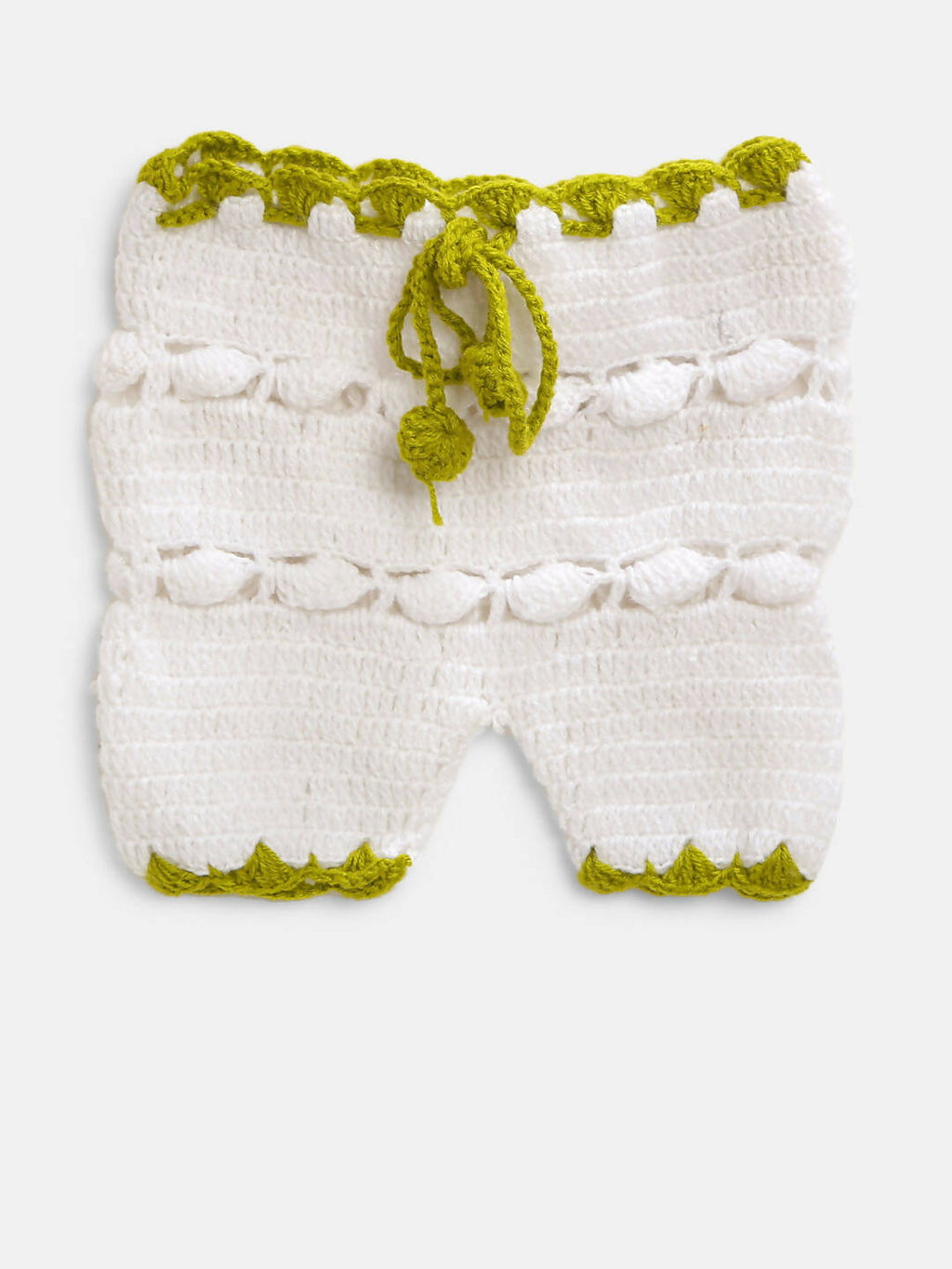 ChutPut Hand knitted Crochet Wool Royal Dress For Baby Girls - Green