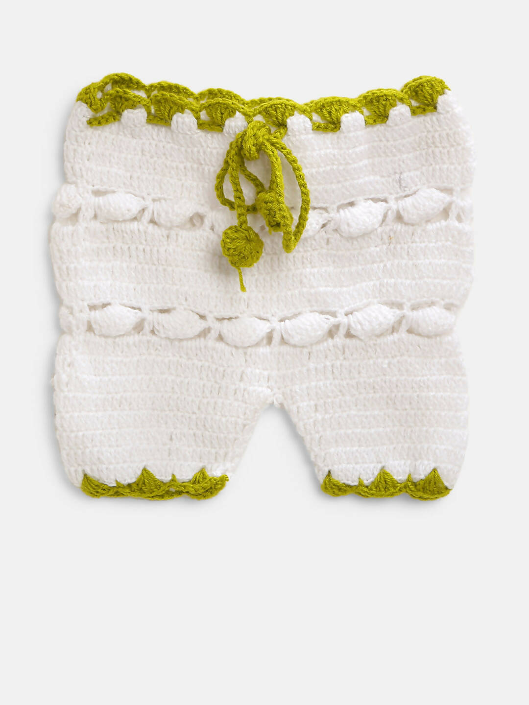 ChutPut Hand knitted Crochet Wool Royal Dress For Baby Girls - Green