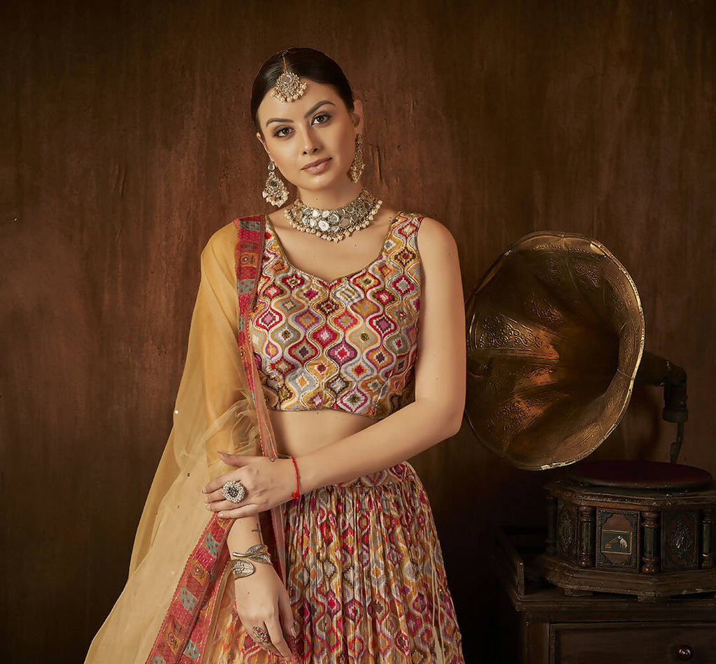 Wedding Designer Multi Georgette Lahenga Choli - Anbazaar - Distacart