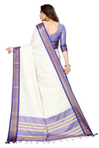 Vamika Weaving White Cotton Silk Saree (DEVAL PURPLE) - Distacart