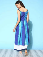 Ahalyaa Women's Royal Blue Crepe Digital Printed Kurta Palazzo Set - Distacart