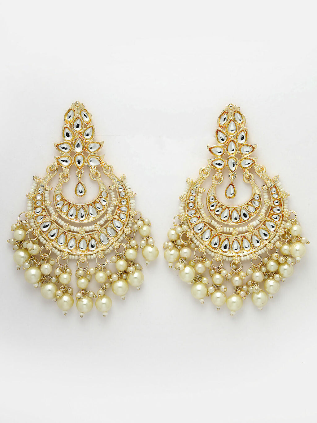 NVR Women Gold-Plated Kundan Chandbali Earrings - Distacart