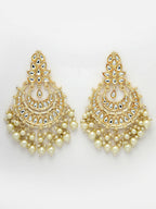 NVR Women Gold-Plated Kundan Chandbali Earrings - Distacart