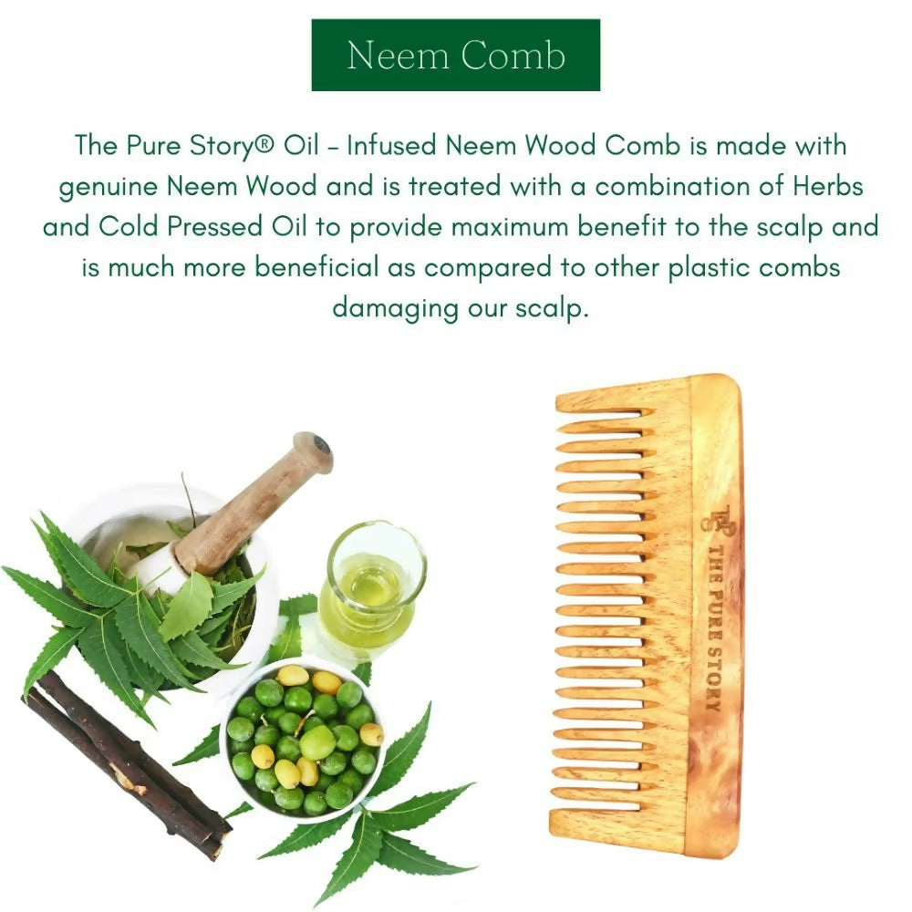 The Pure Story Oil Infused Neem Wood Wide Tooth Comb - Distacart