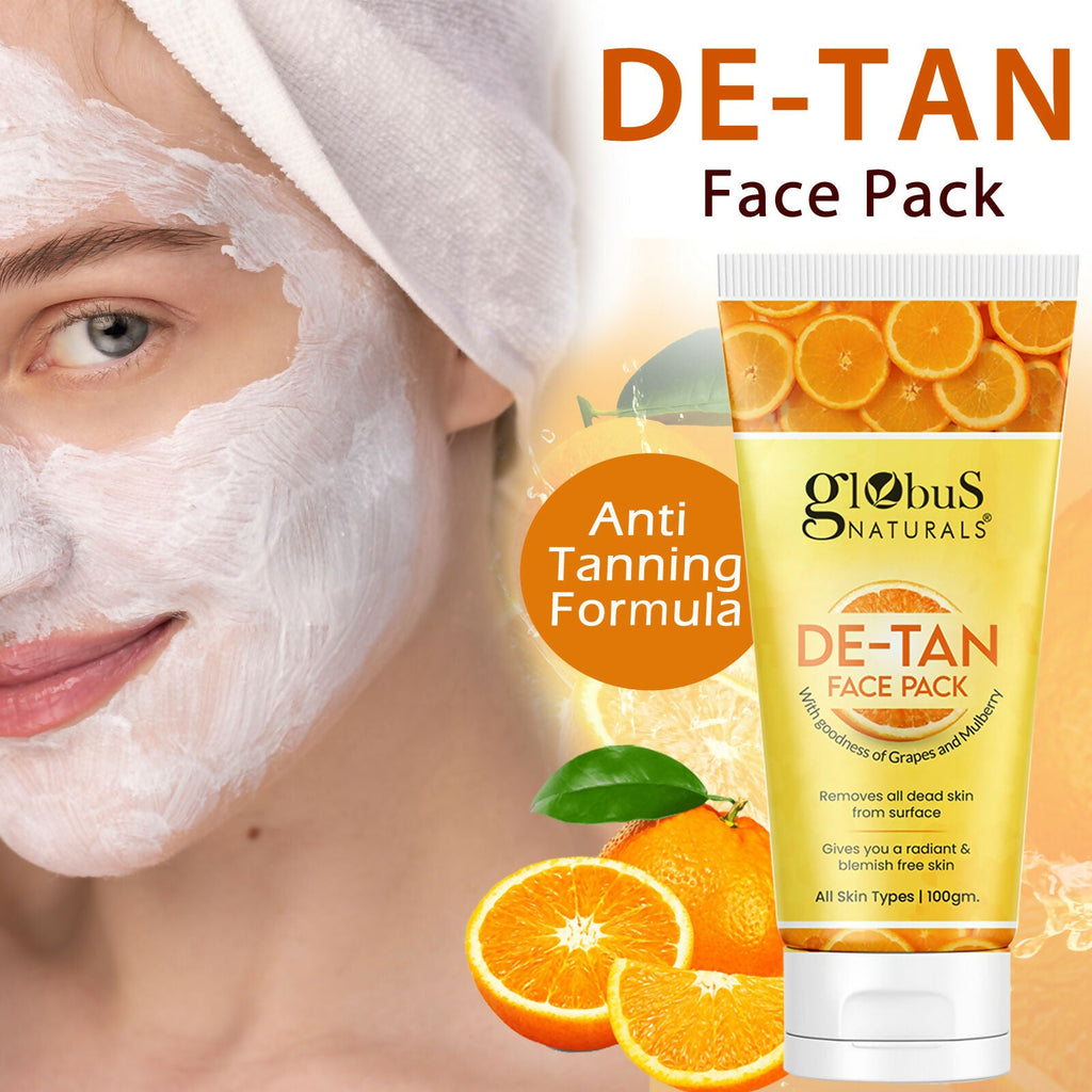 Globus Naturals De Tan Face Pack, Suitable For All Skin Types