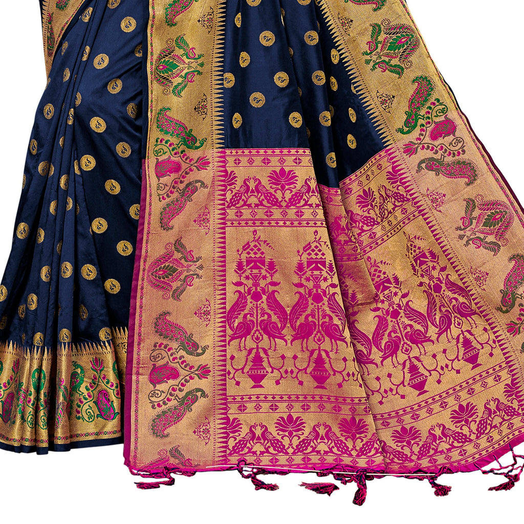 Vamika Royal Blue Designer Weaving Banrasi Silk Saree