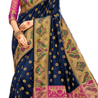 Vamika Royal Blue Designer Weaving Banrasi Silk Saree