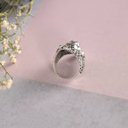 NVR Men Silver-Plated Lion Face Finger Ring