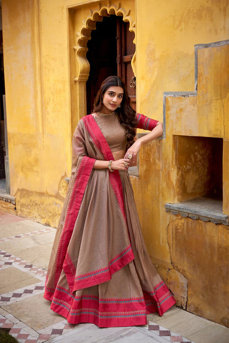 Evanik Pure Chanderi With Thread Work Lehenga Choli