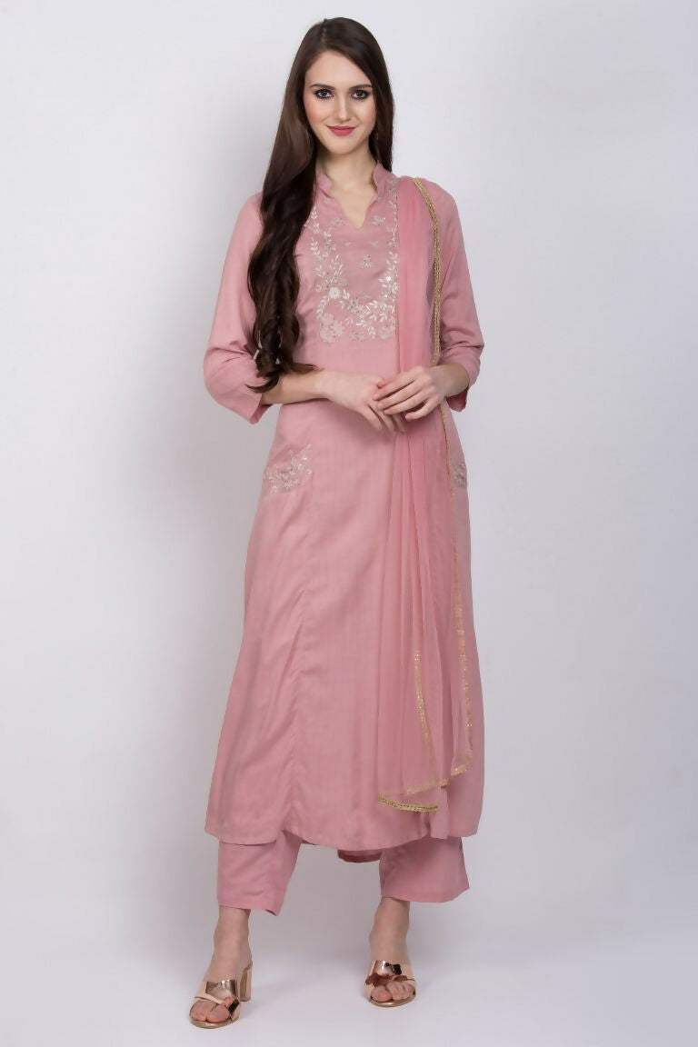 Joban Fashion Rose Gold Maslin Kurta Set