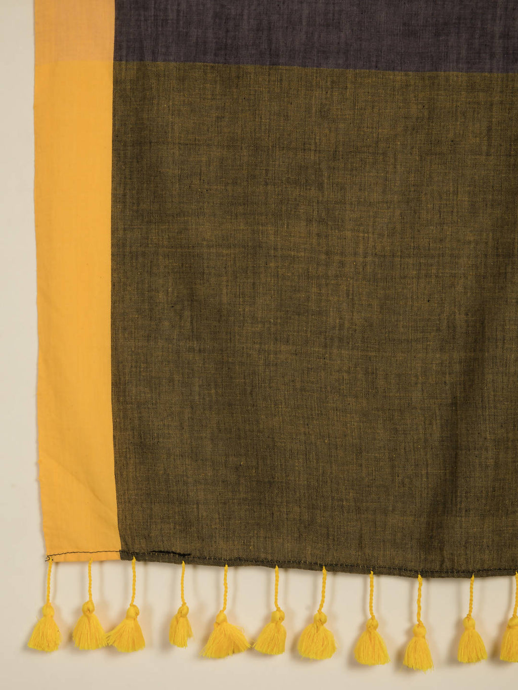 Suta Grey Yellow Colourblocked Pure Cotton Saree - Distacart
