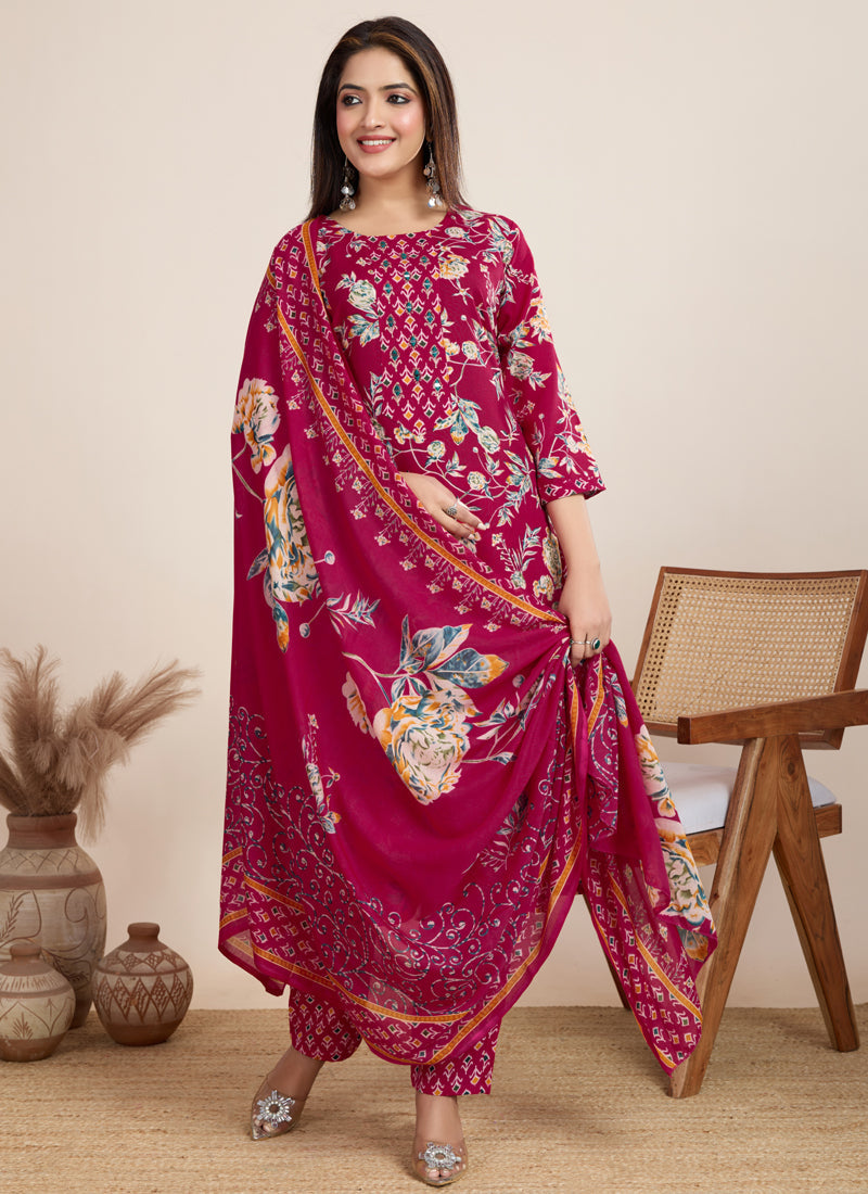 Prazu Fashion Pink Printed Cotton Blend Festival Wear Salwar Suit - Distacart