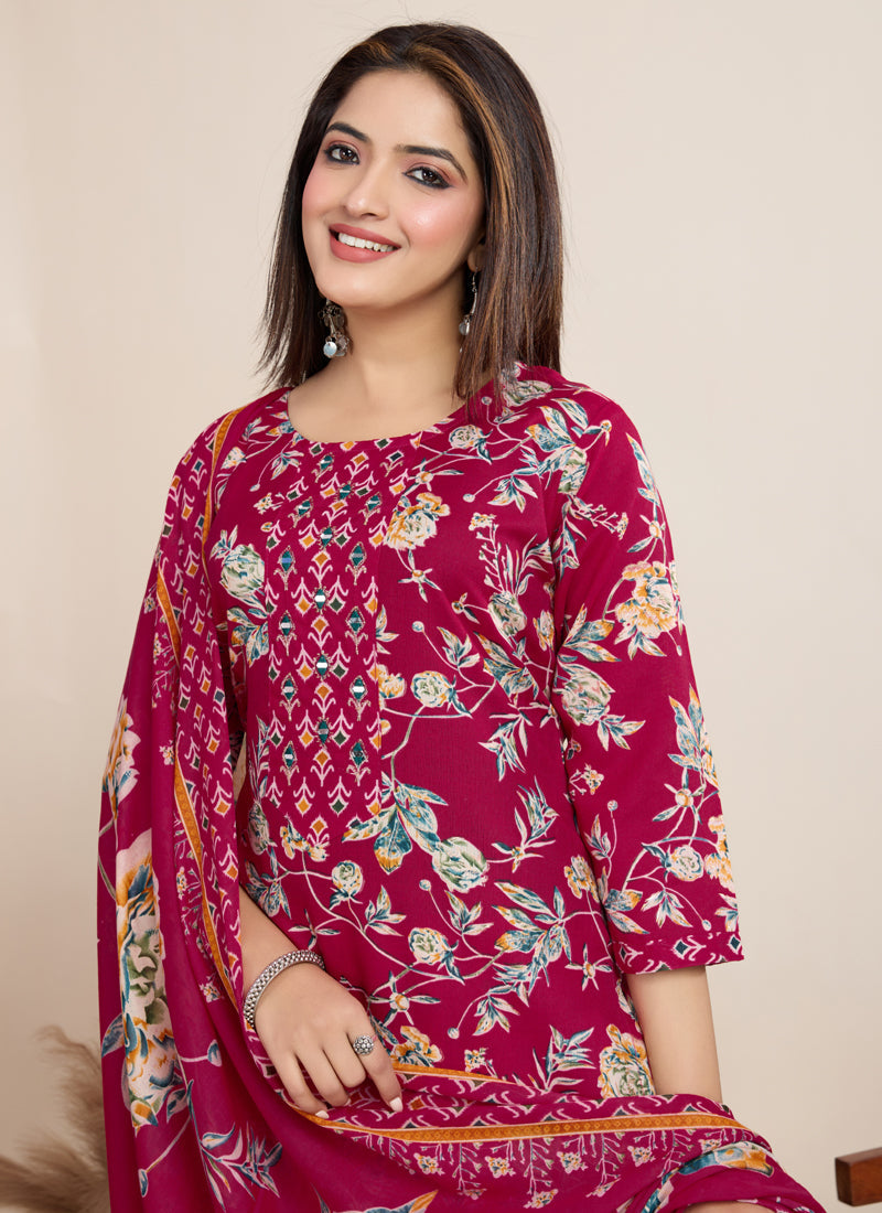 Prazu Fashion Pink Printed Cotton Blend Festival Wear Salwar Suit - Distacart