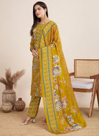 Prazu Fashion Yellow Printed Cotton Blend Festival Wear Salwar Suit - Distacart