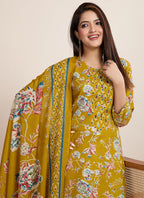 Prazu Fashion Yellow Printed Cotton Blend Festival Wear Salwar Suit - Distacart