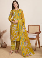 Prazu Fashion Yellow Printed Cotton Blend Festival Wear Salwar Suit - Distacart
