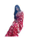 Vamika Weaving Banarasi Jacquard Red Kanjivaram Saree