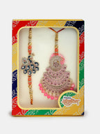 NVR Women & Men Set of 2 Multicolor Peacock Design Stone-Studded & Beaded Bhaiya Bhabhi Rakhi With Roli Chawal & Chocolate - Distacart