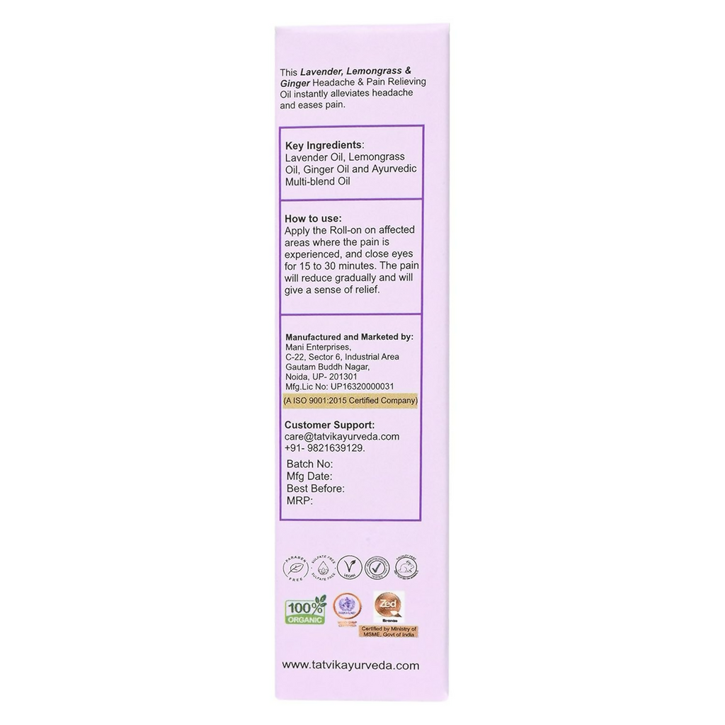Tatvik Ayurveda Shuddhabuti Headache & Pain Releiving Oil (Lemongrass, Ginger & Tulsi)