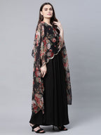 Ahalyaa Women Black Crepe Dress With Attached Dupatta - Distacart