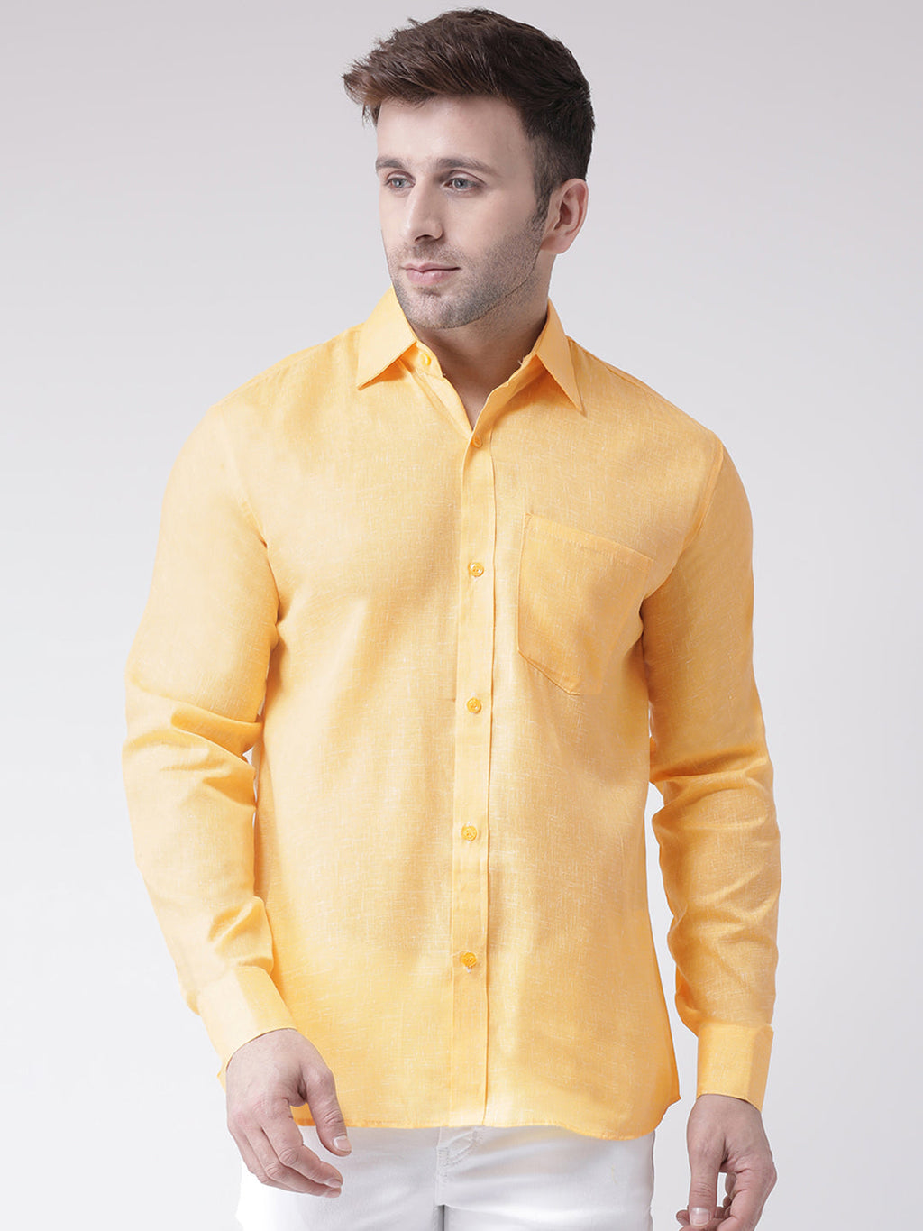 RIAG Yellow Men's Full Sleeves Shirt - Distacart