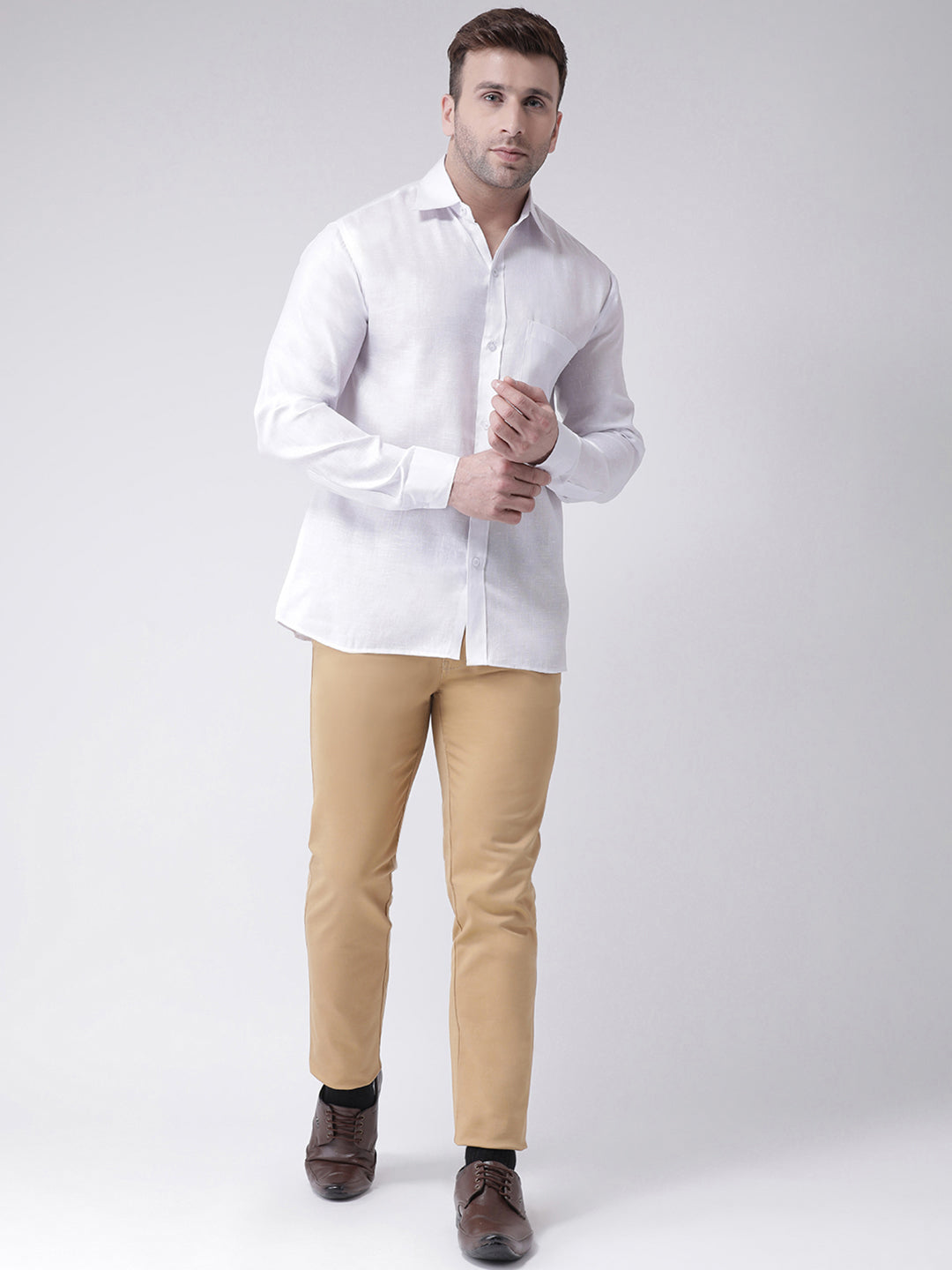 RIAG White Men's Full Sleeves Shirt - Distacart