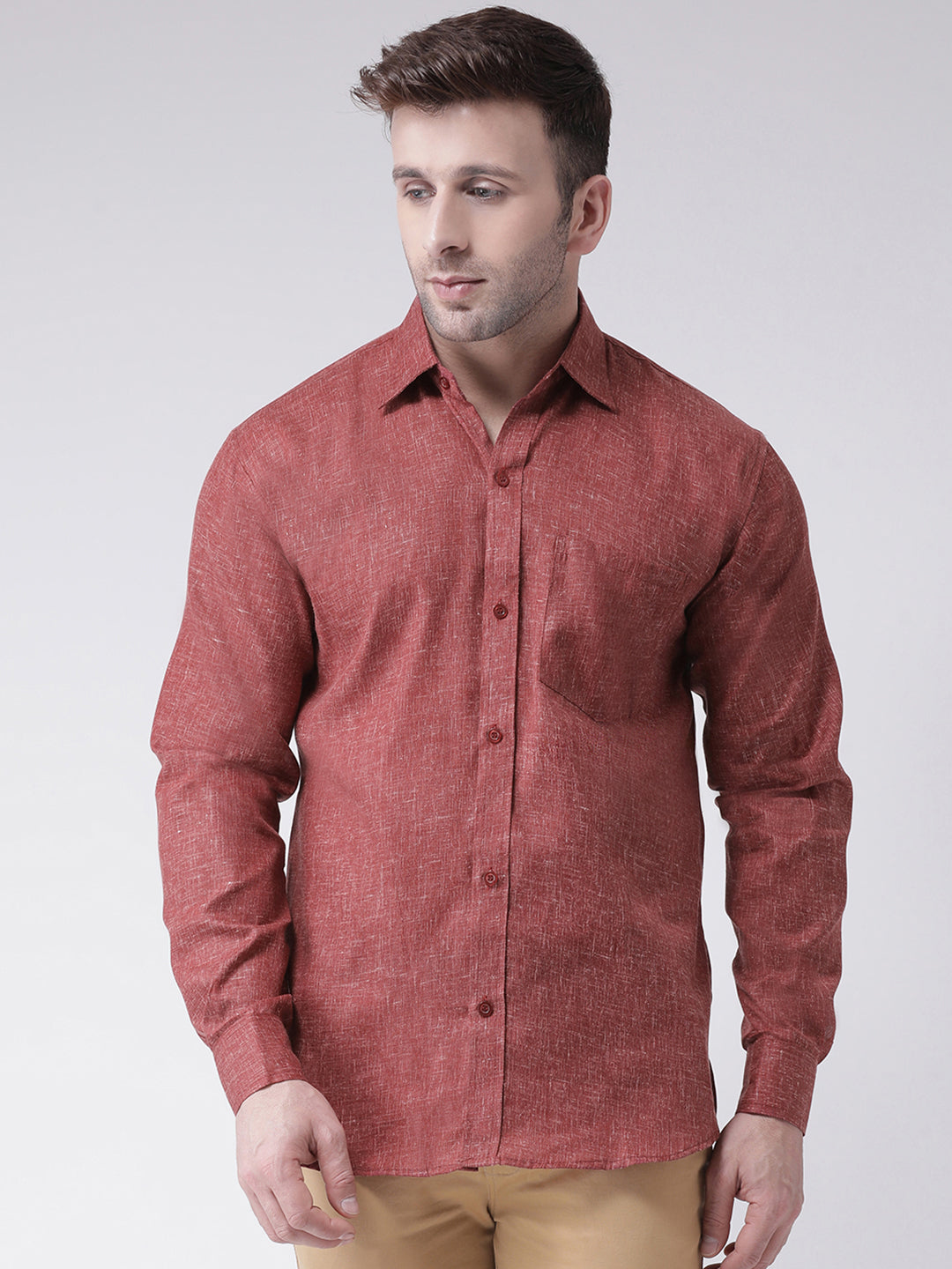 RIAG Brown Men's Full Sleeves Shirt - Distacart