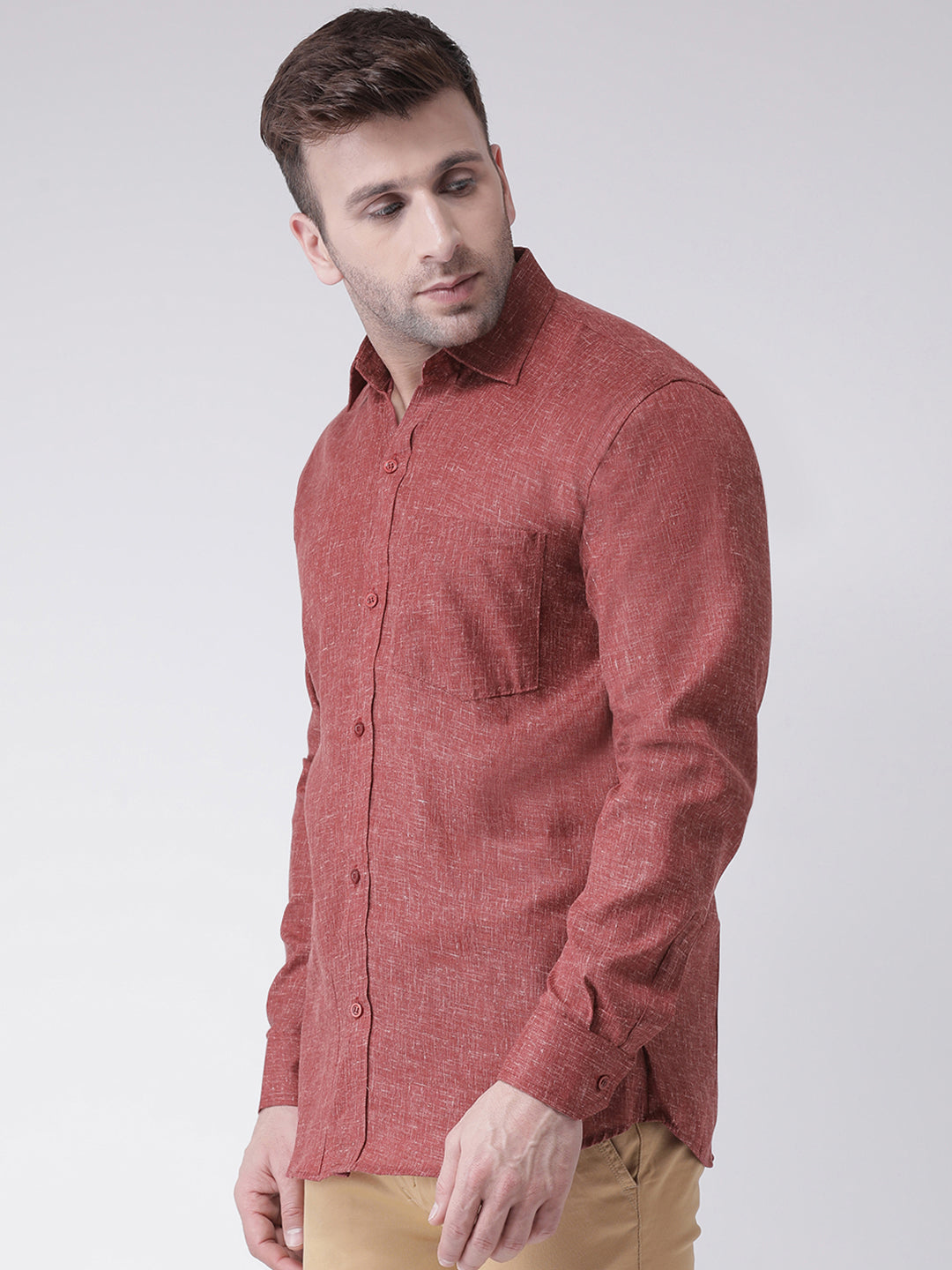RIAG Brown Men's Full Sleeves Shirt - Distacart