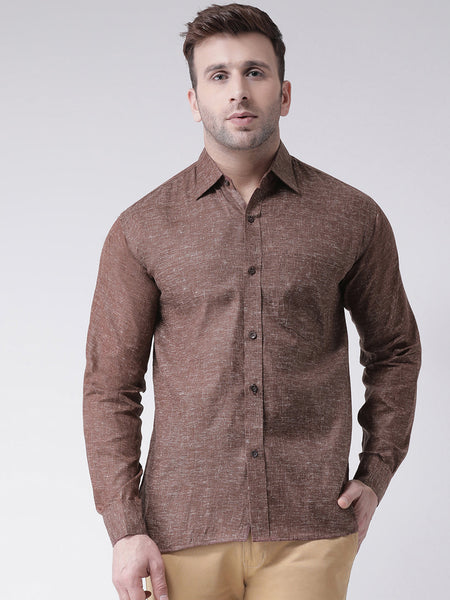 RIAG Brown Men's Full Sleeves Shirt