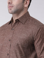 RIAG Brown Men's Full Sleeves Shirt - Distacart