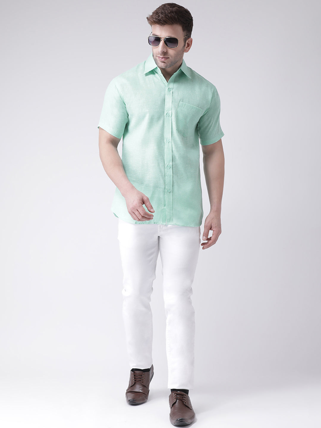 RIAG Green Men's Half Sleeves Shirt - Distacart