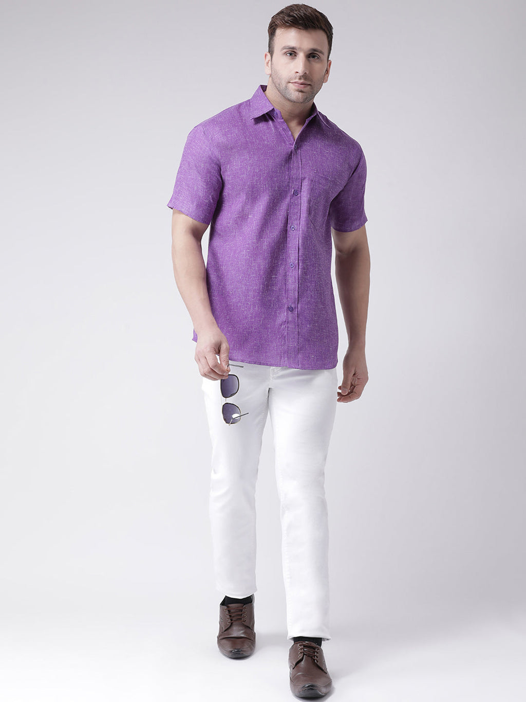 RIAG Purple Men's Half Sleeves Shirt - Distacart