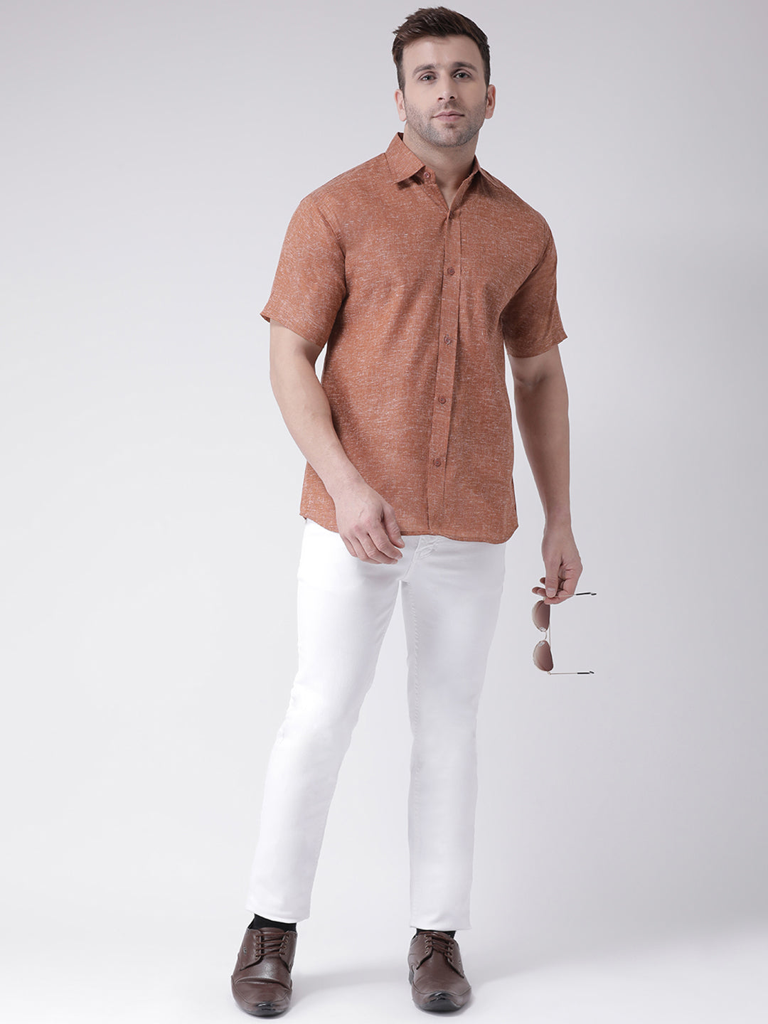 RIAG Brown Men's Half Sleeves Shirt - Distacart