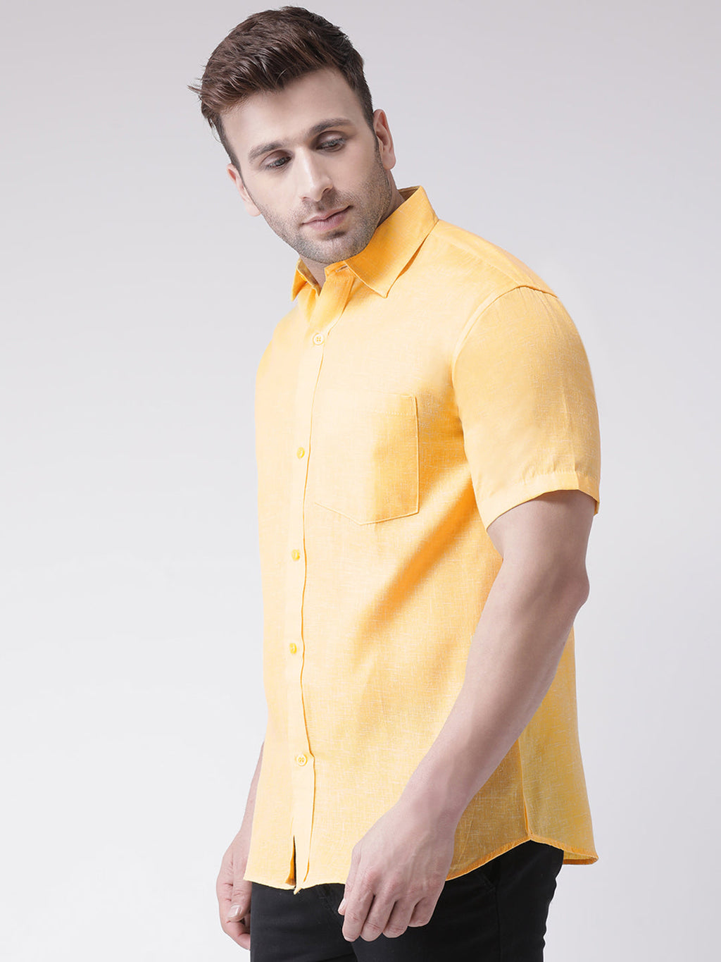 RIAG Yellow Men's Half Sleeves Shirt - Distacart