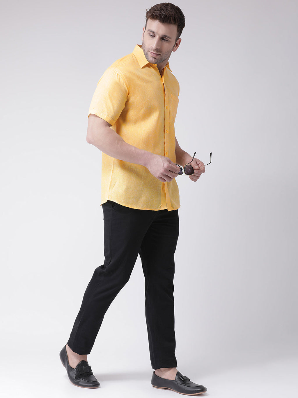 RIAG Yellow Men's Half Sleeves Shirt - Distacart