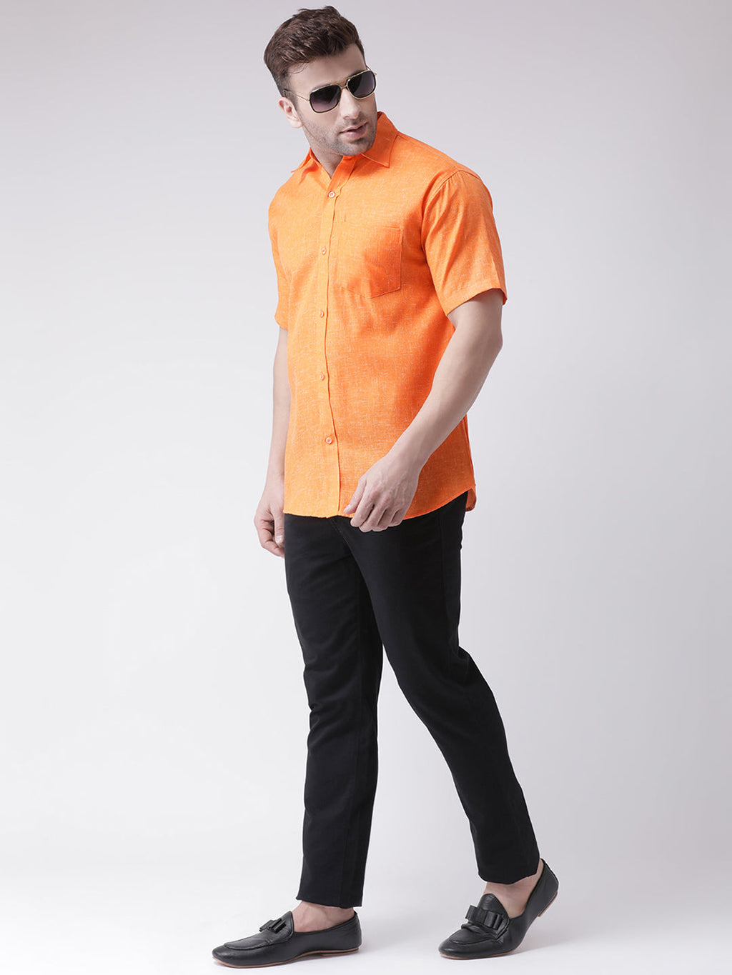 RIAG Orange Men's Half Sleeves Shirt - Distacart
