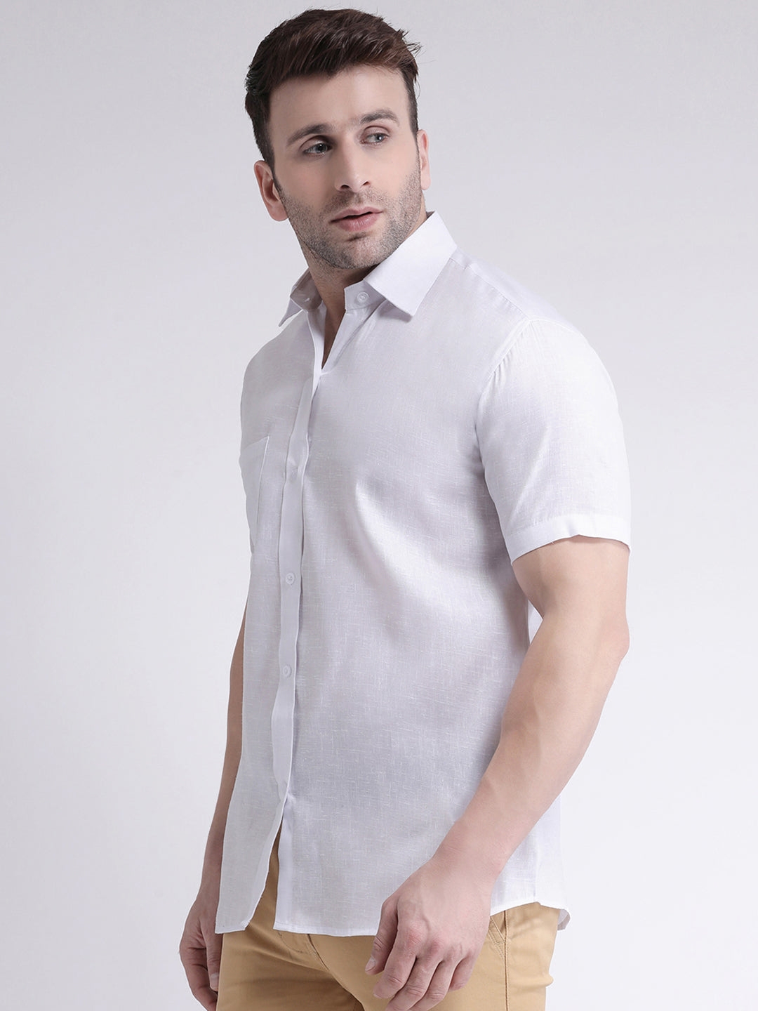 RIAG White Men's Half Sleeves Shirt - Distacart