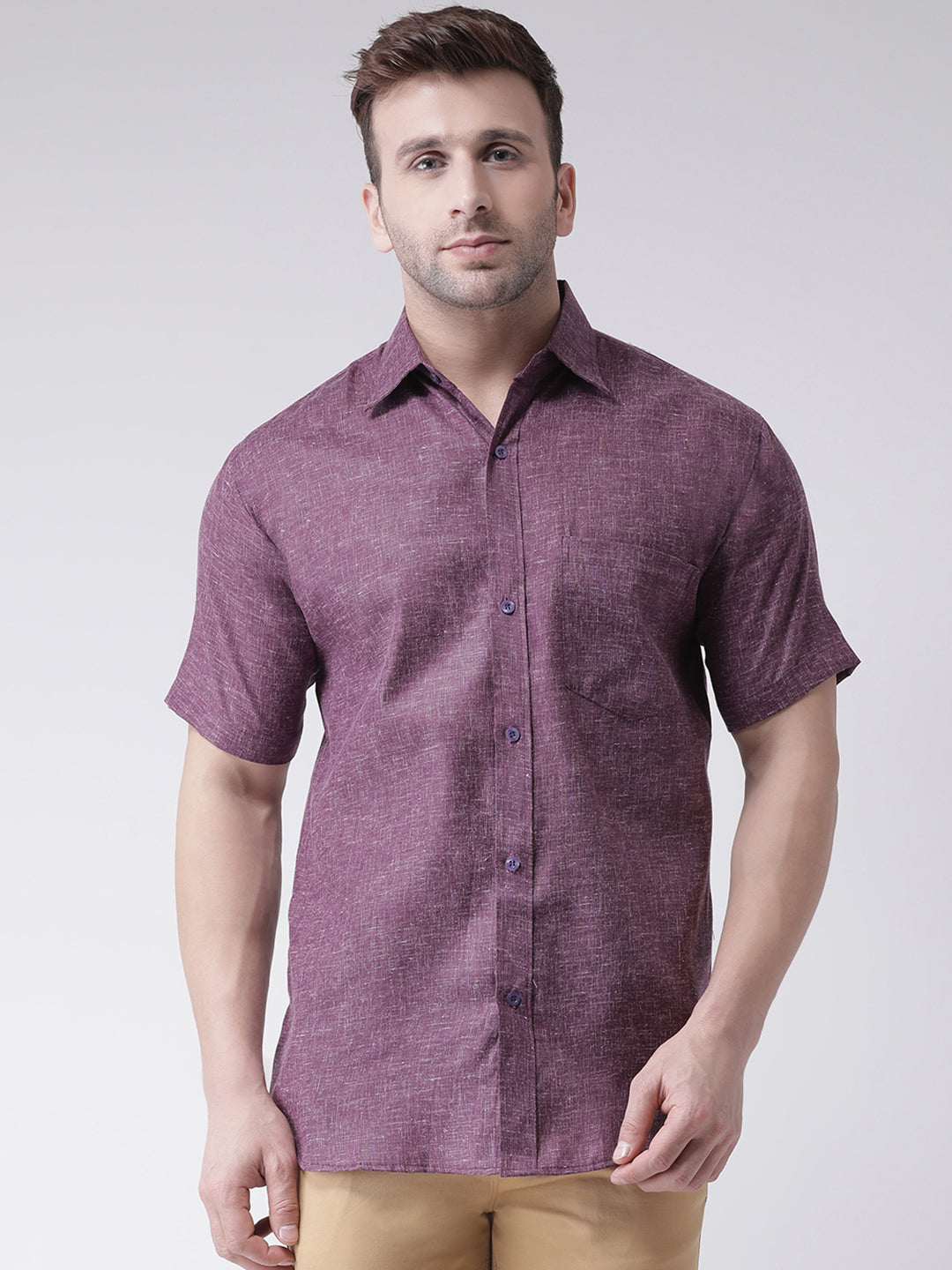 RIAG Purple Men's Half Sleeves Shirt - Distacart