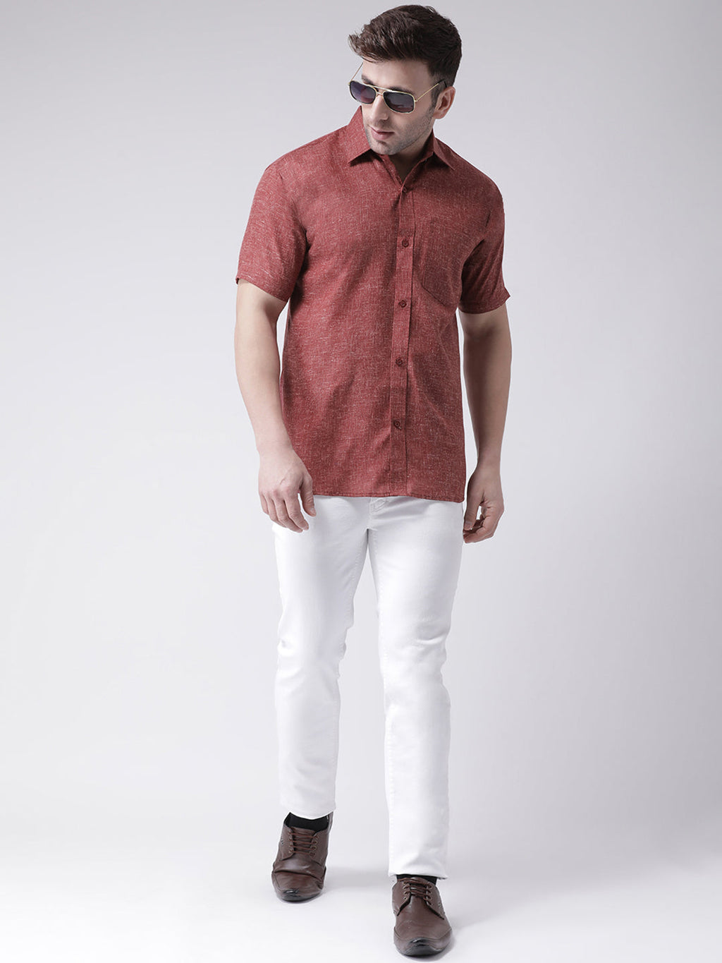 RIAG Brown Men's Half Sleeves Shirt - Distacart