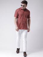 RIAG Brown Men's Half Sleeves Shirt - Distacart