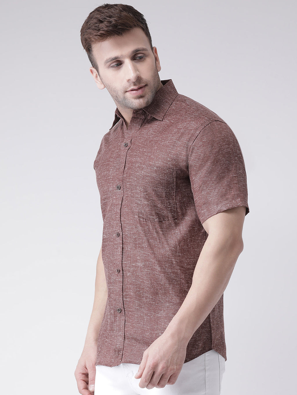 RIAG Brown Men's Half Sleeves Shirt - Distacart