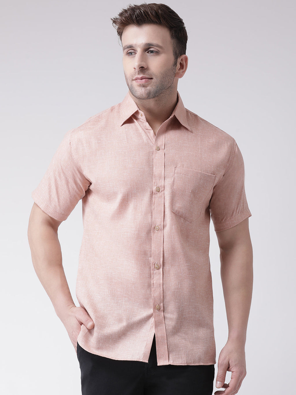 RIAG Beige Men's Half Sleeves Shirt - Distacart