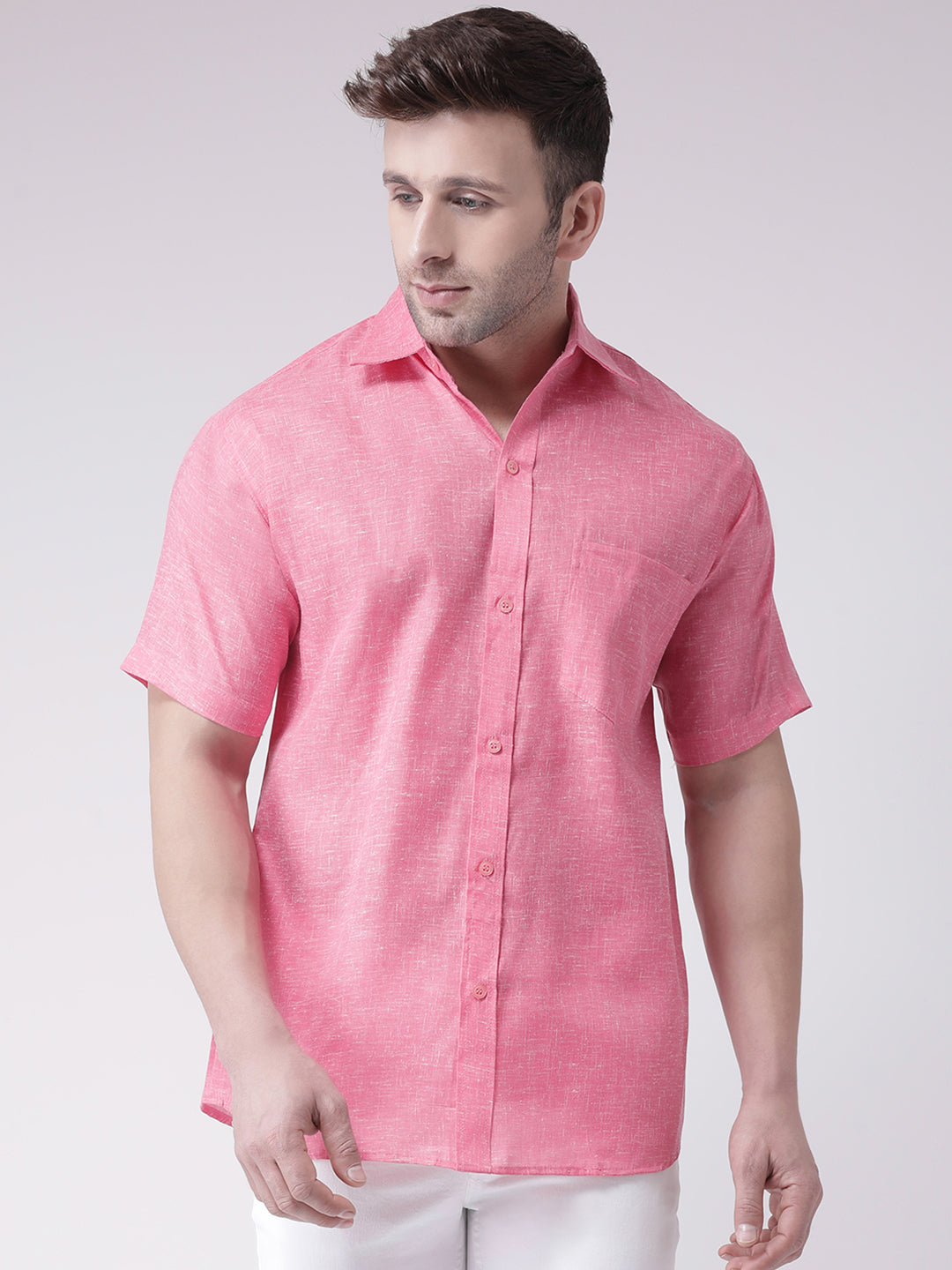 RIAG Pink Men's Half Sleeves Shirt - Distacart