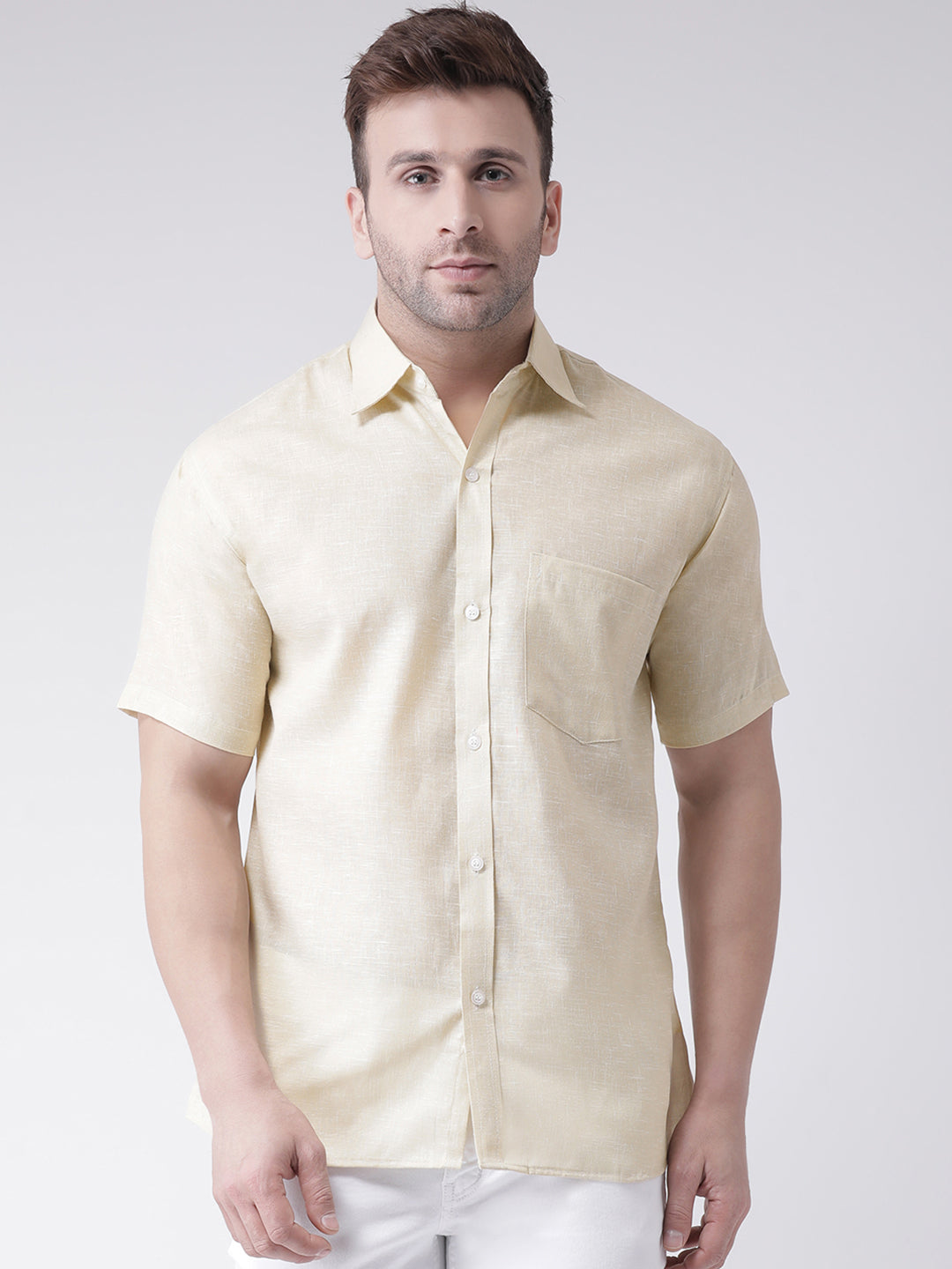 RIAG Beige Men's Half Sleeves Shirt - Distacart