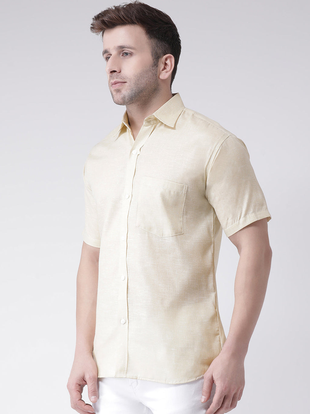 RIAG Beige Men's Half Sleeves Shirt - Distacart