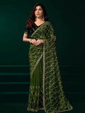 Joban Fashion Green Net Party Wear Sarees - Distacart