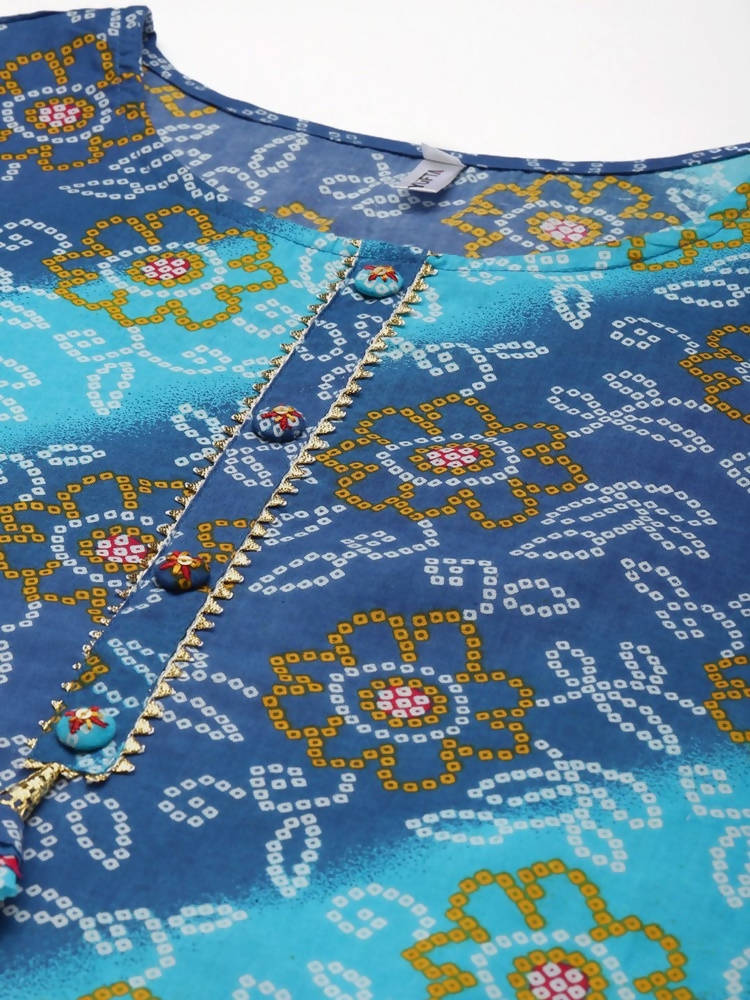 Yufta Blue Bandhani Kurta