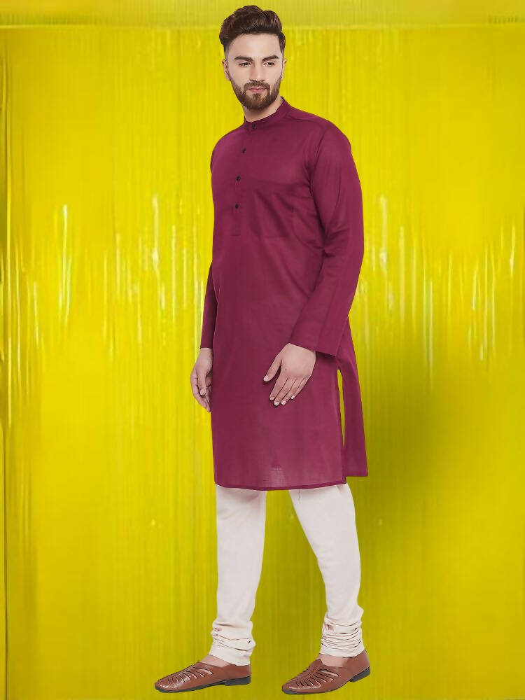 Even Apparels Pure Cotton Maroon Kurta - Maroon